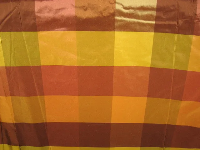 100% PURE SILK TAFFETA FABRIC MULTI COLOR PLAIDS 54&quot; wide TAFC8