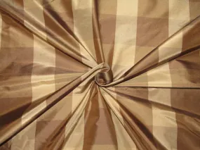 100% PURE SILK TAFFETA FABRIC shades of brown PLAIDS 54" wideTAFC60[2]