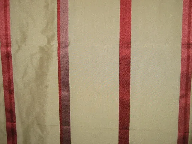 100% Silk Taffeta Fabric Champagne with COLORED satin stripes 54&quot; TAFS91