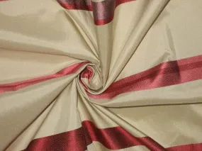 100% Silk Taffeta Fabric Champagne with COLORED satin stripes 54&quot; TAFS91