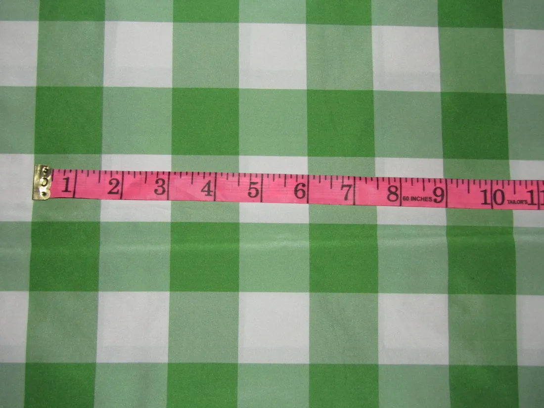 100% Silk Taffeta Fabric green and white plaids TAFC65[1] 54&quot; wide