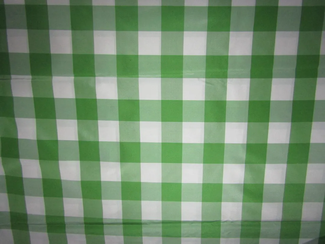 100% Silk Taffeta Fabric green and white plaids TAFC65[1] 54&quot; wide