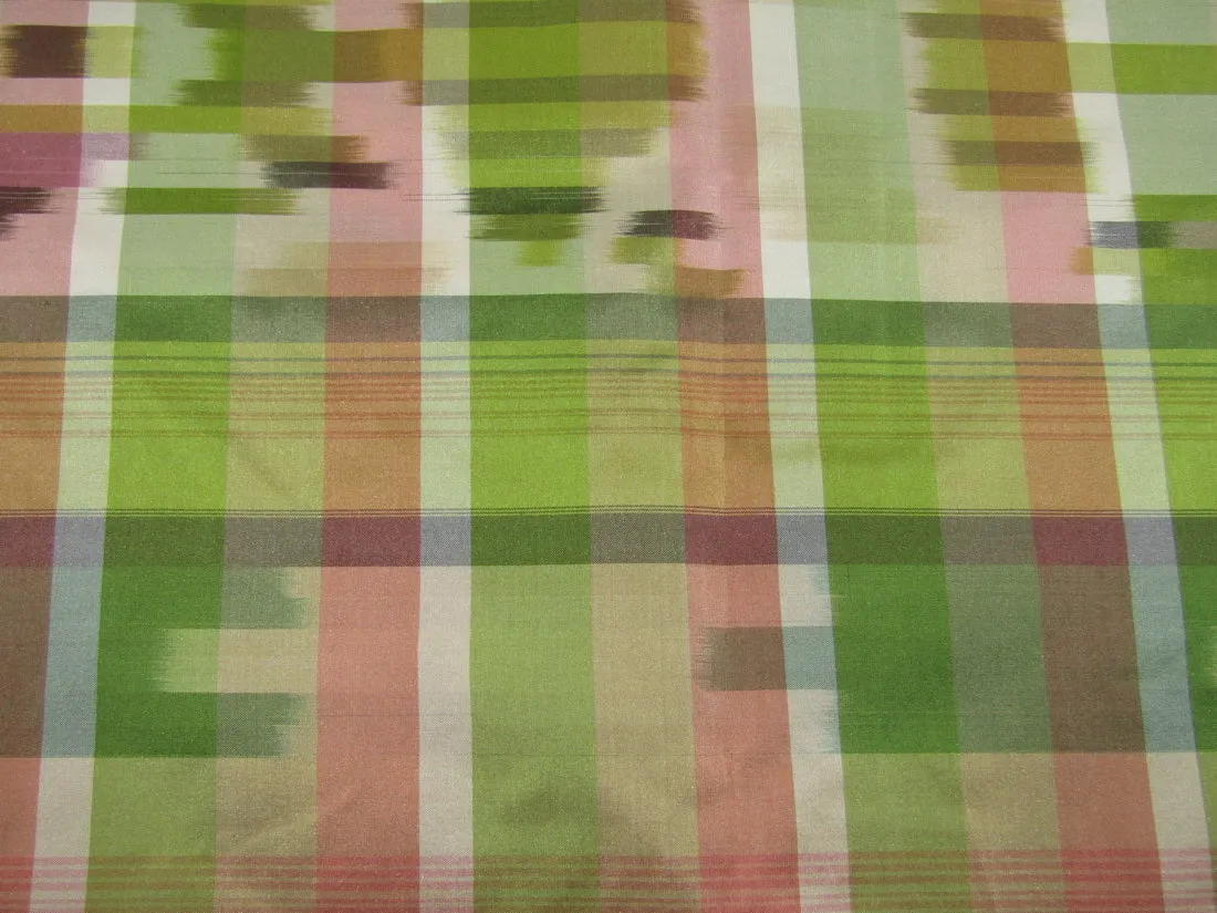 100% silk taffeta fabric pink and green PLAIDS 54&quot; wide sold by the yard TAFNEWC2[2] Please message us for bulk purchase