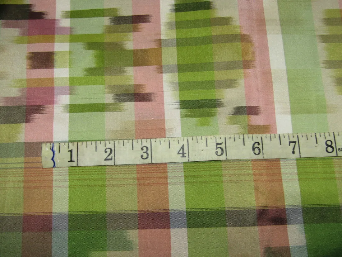 100% silk taffeta fabric pink and green PLAIDS 54&quot; wide sold by the yard TAFNEWC2[2] Please message us for bulk purchase