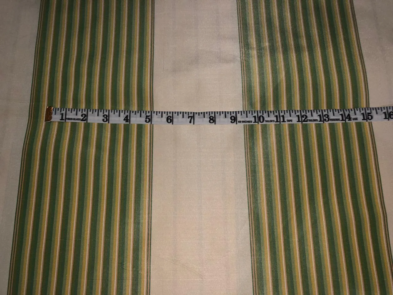 100% Silk Taffeta Fabric shades of green,gold and cream Stripes TAFS161[1] 54&quot; wide