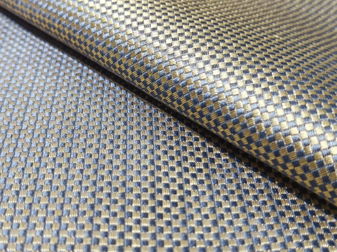 100% Silk taffeta jacquard fabric blue and gold DAMASK 54" wide TAFJ8