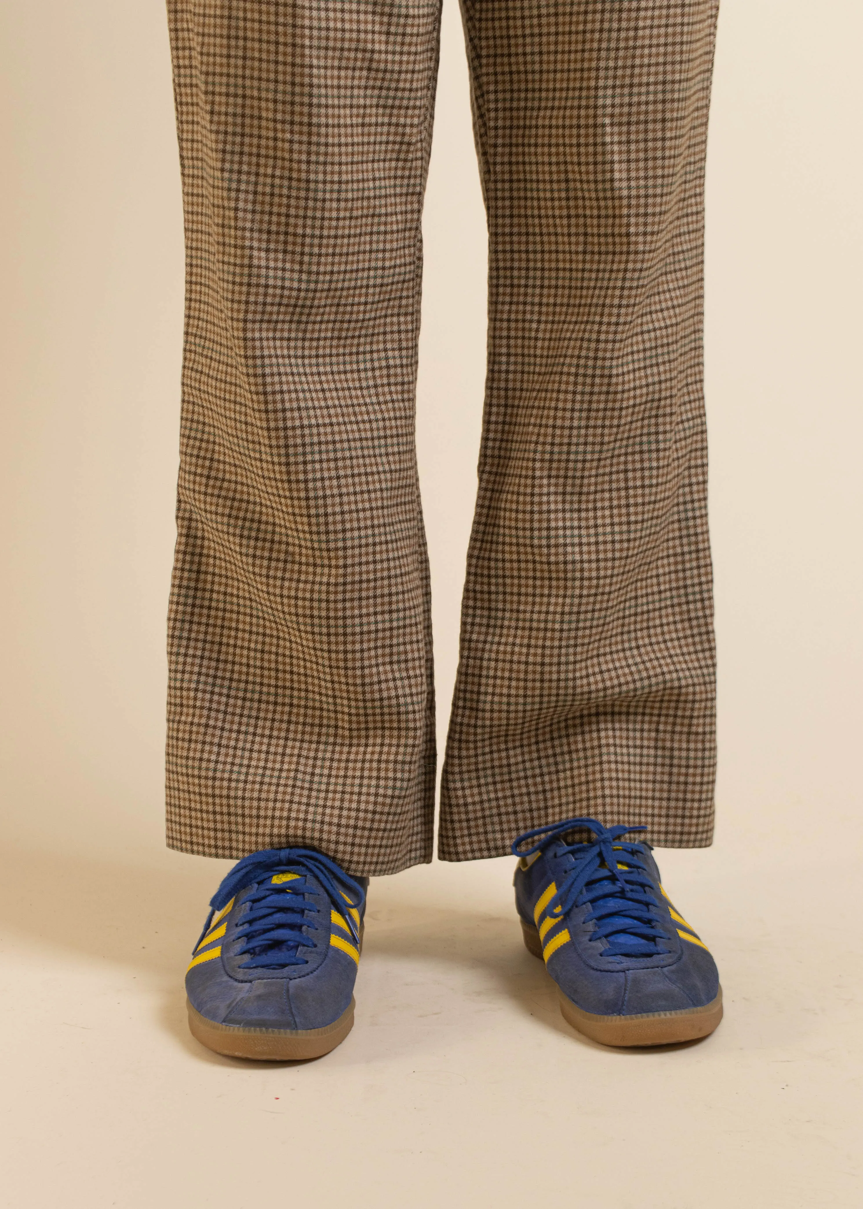 1970s Plaid Pattern Wool Trouser Pants Size Women's 34 Men's 36