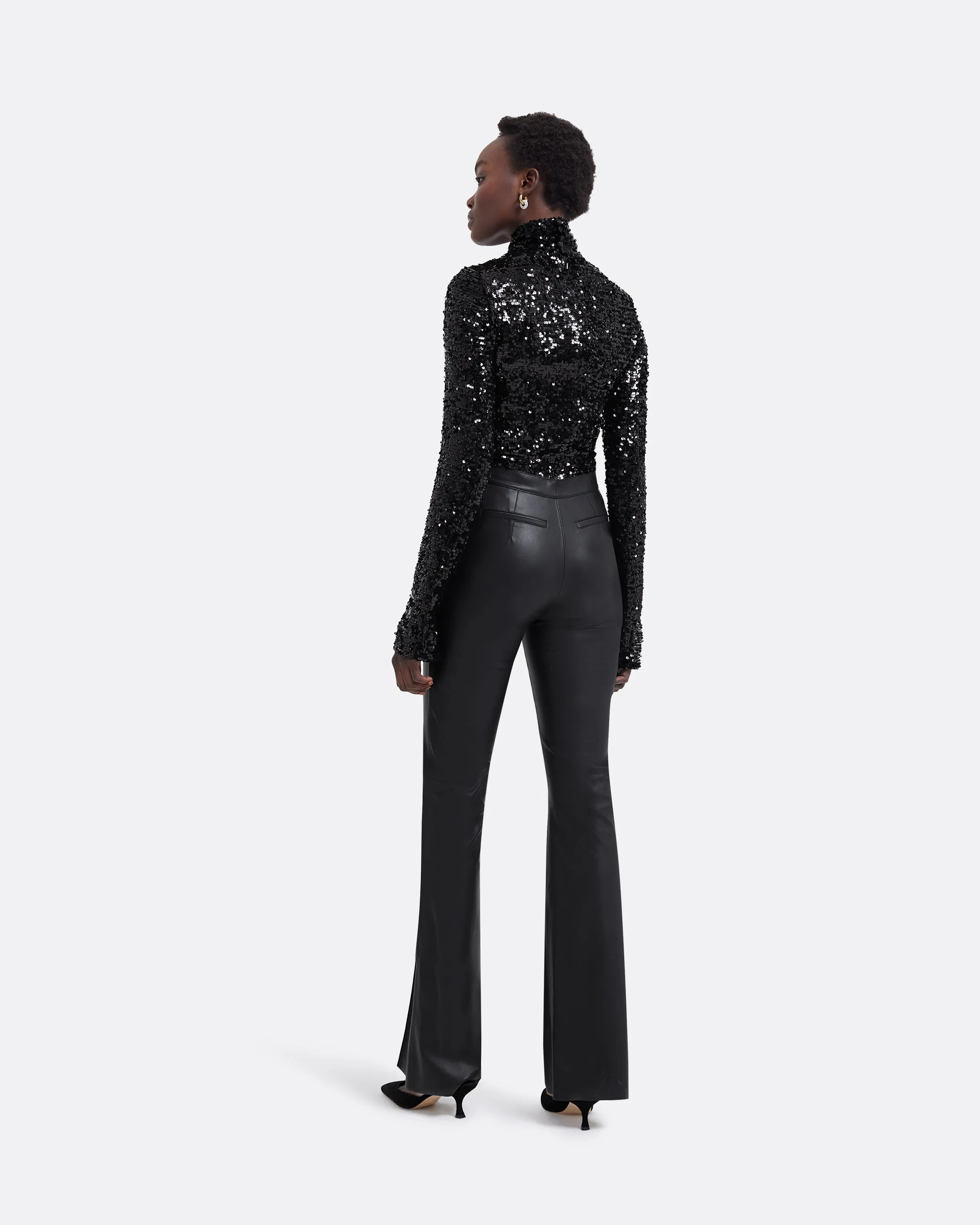 Alexa Black Vegan Leather Trousers