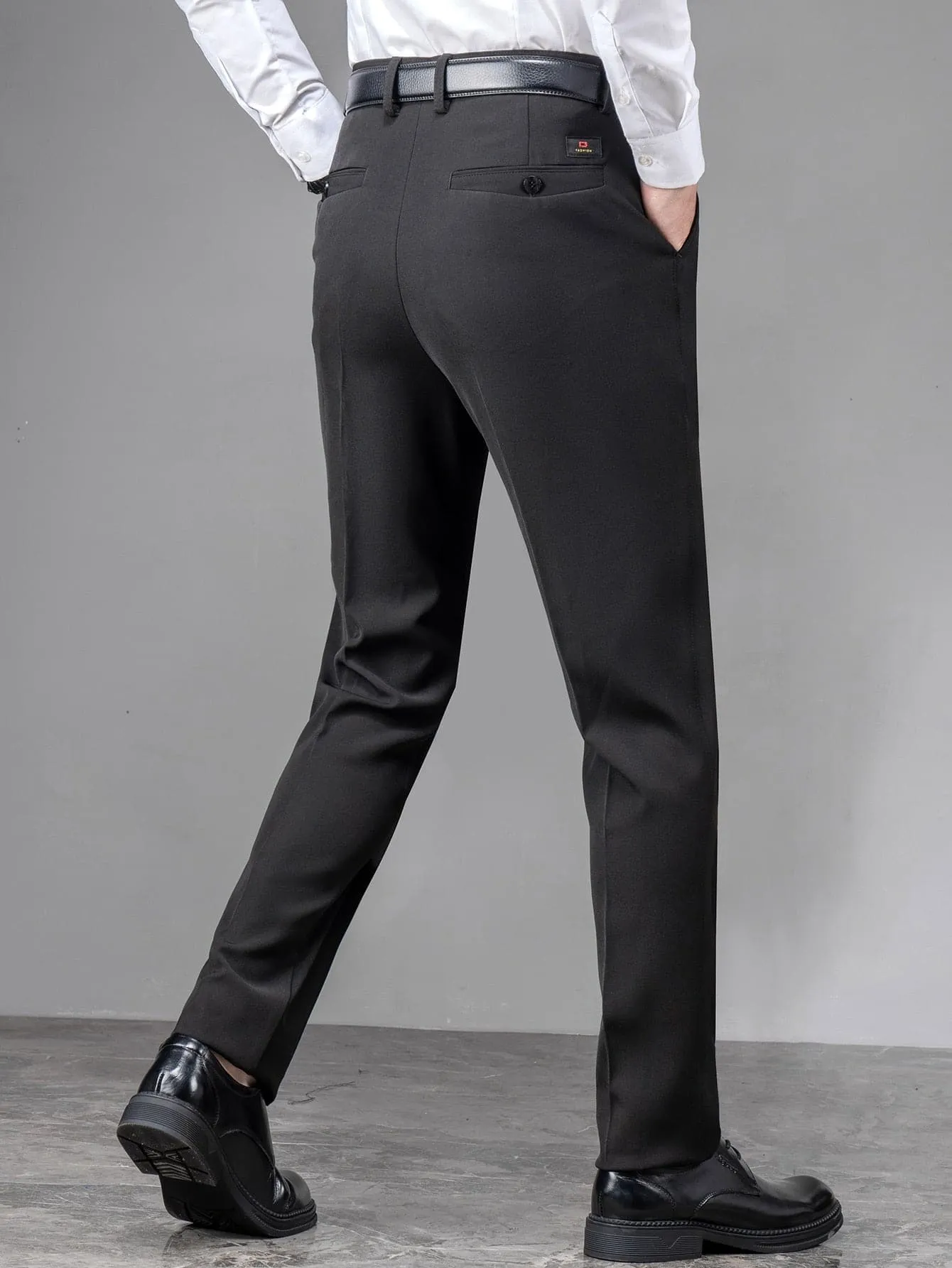 Black Slant Pocket Button Front Tailored Trousers