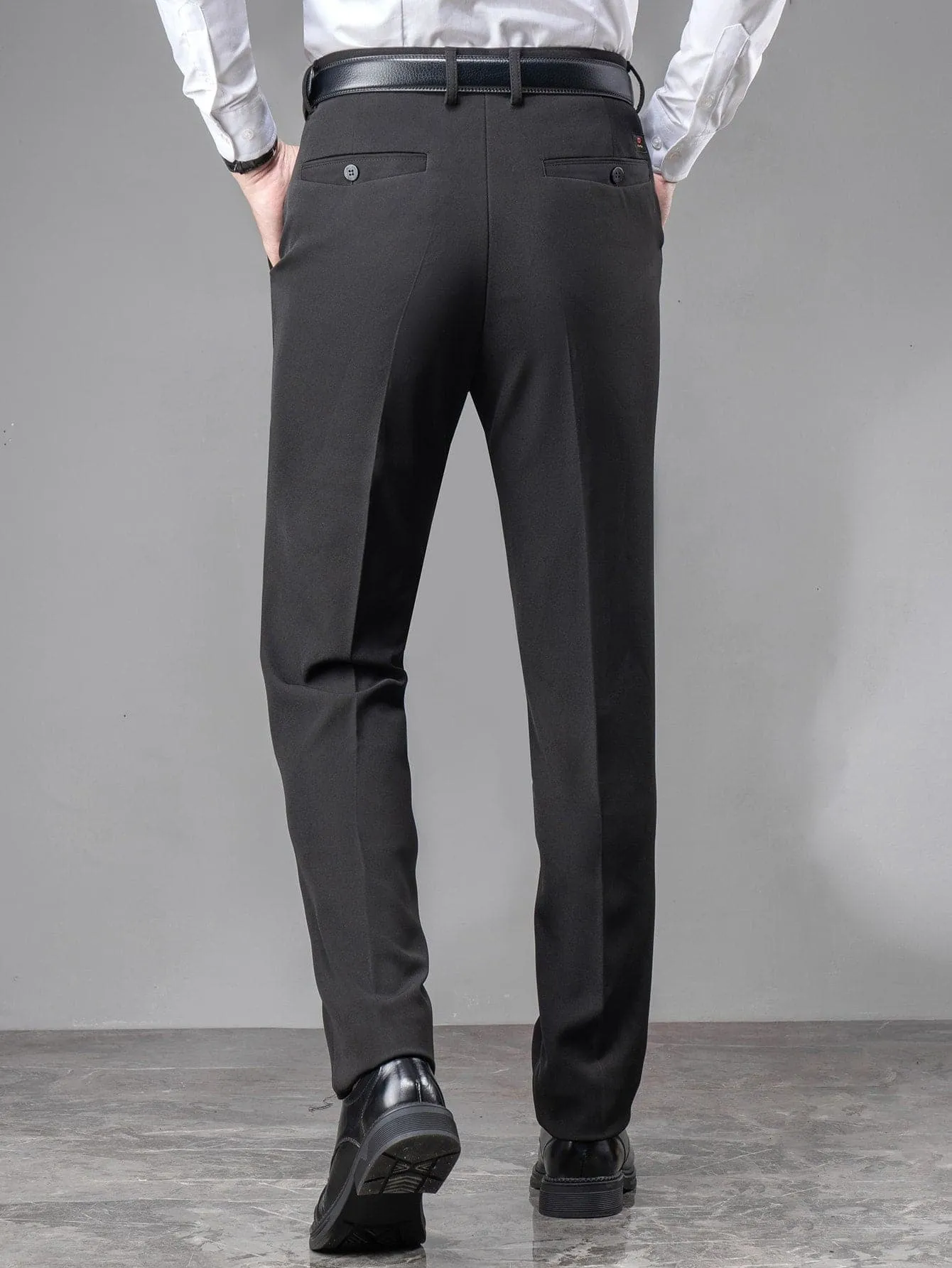 Black Slant Pocket Button Front Tailored Trousers