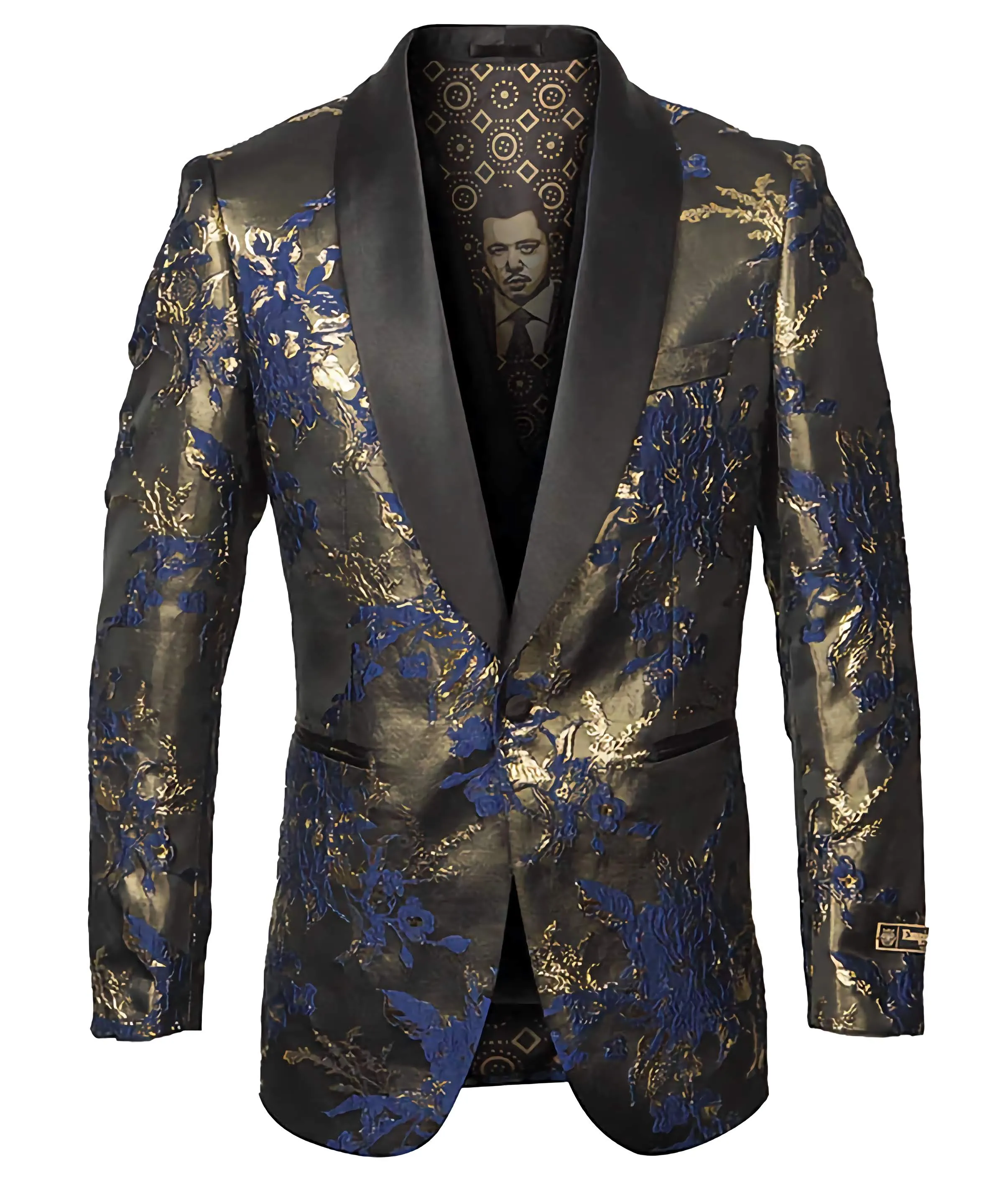 Blue Floral Pattern Sports Coat Slim Fit