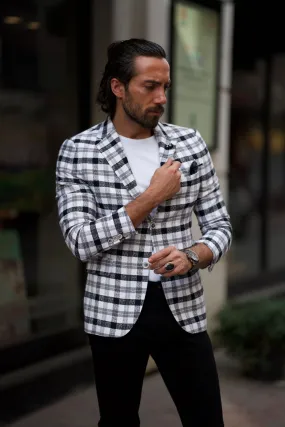 Bojoni Uluwatu Slim Fit Plaid Black Striped Blazer