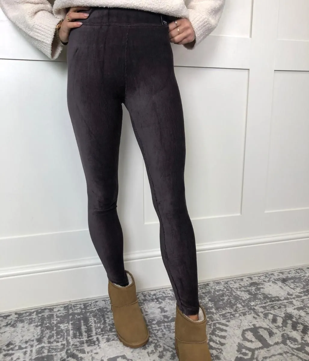 Brown Velour High Waisted Leggings