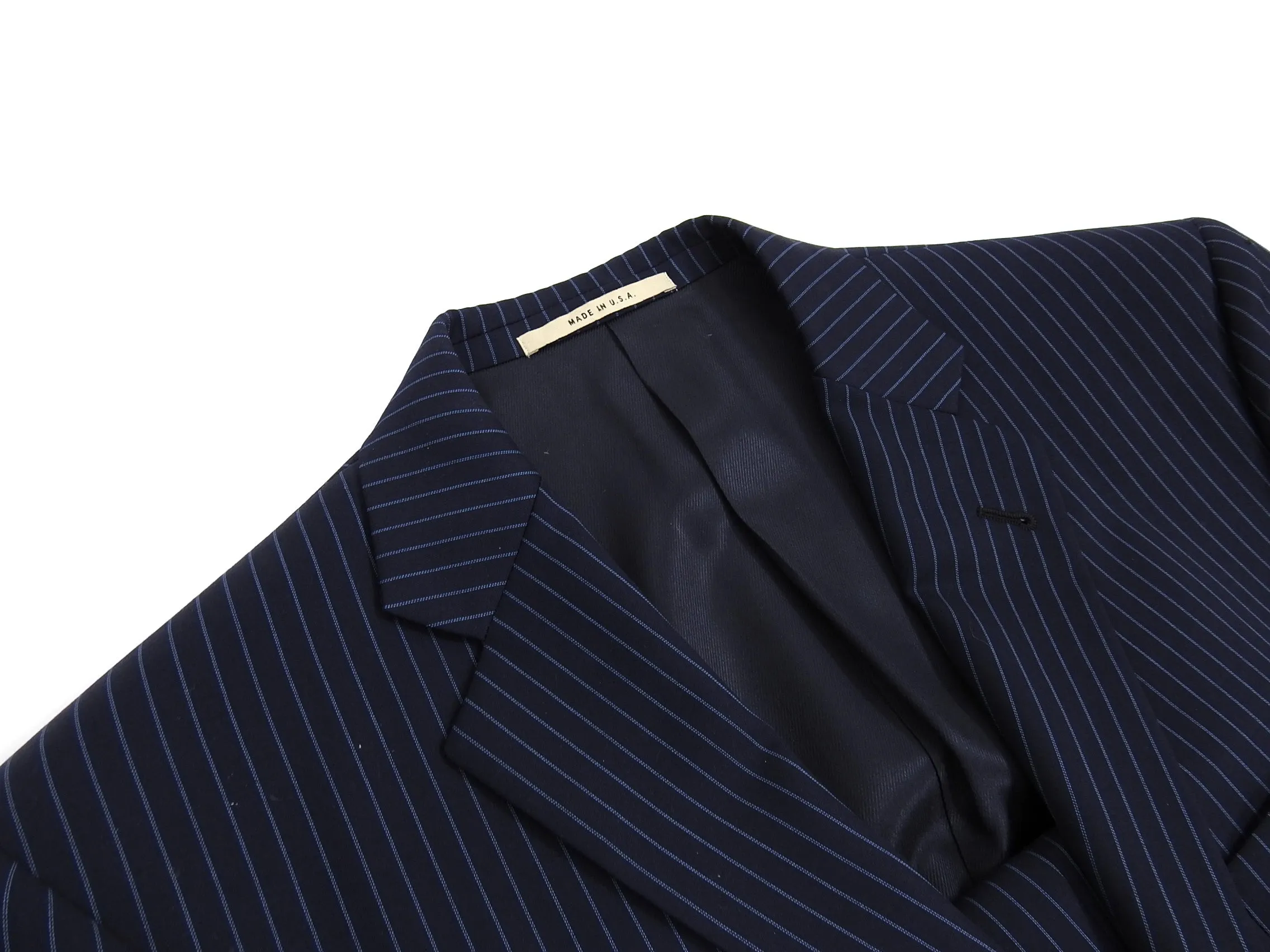 Burberry Navy and Light Blue Wool Pinstripe Suit - 40S