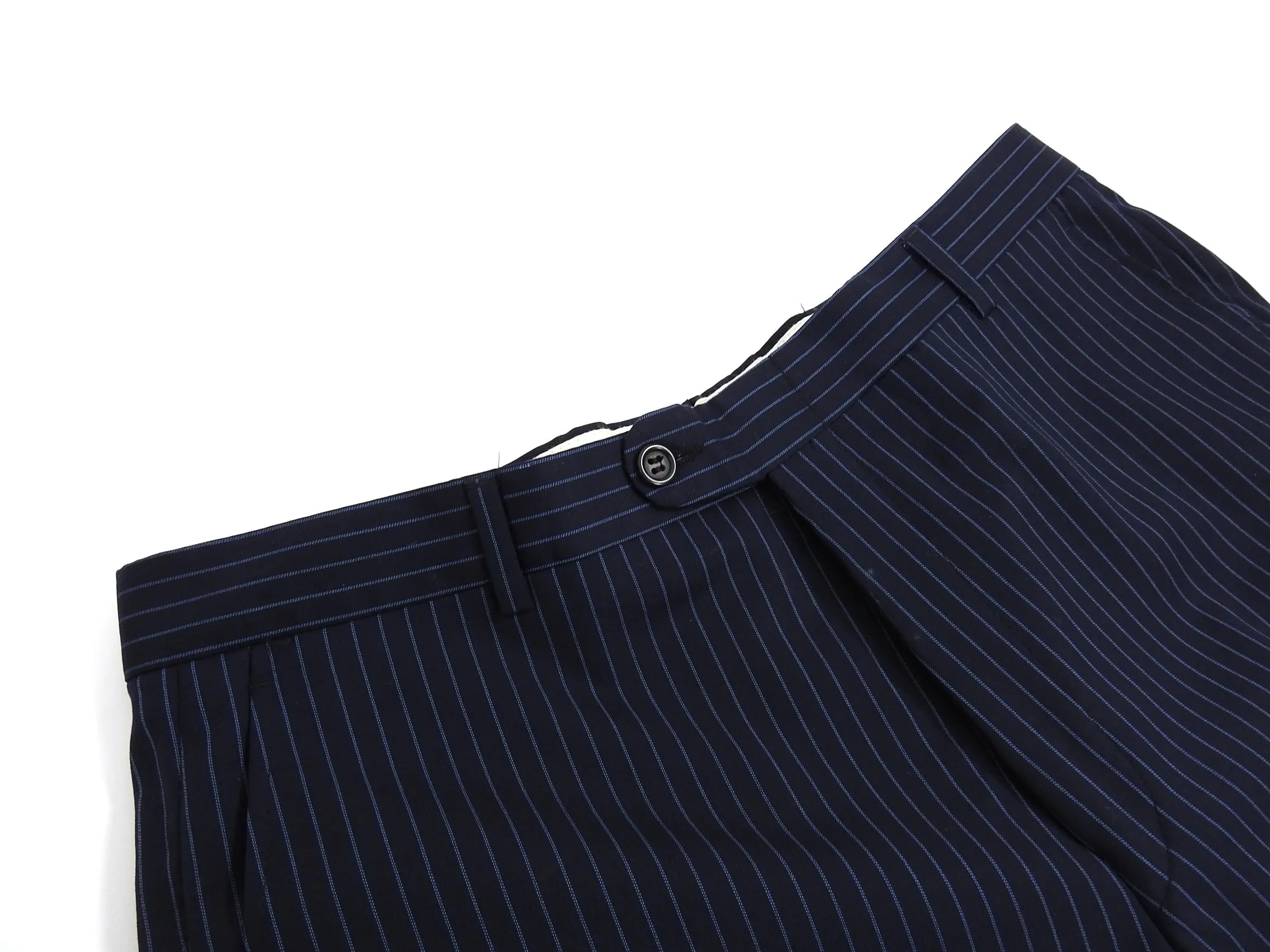 Burberry Navy and Light Blue Wool Pinstripe Suit - 40S