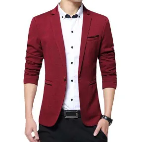 Burgundy One Button Slim Fit High Quality Blazer