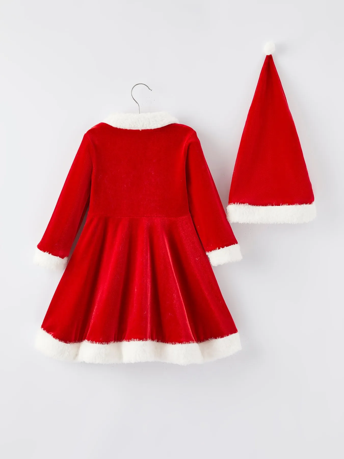 Christmas Red Velvet Girls Dress with hat