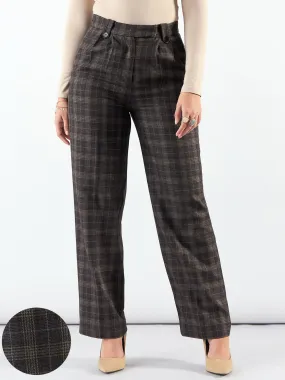 Classic Check High Waist Warm Trouser