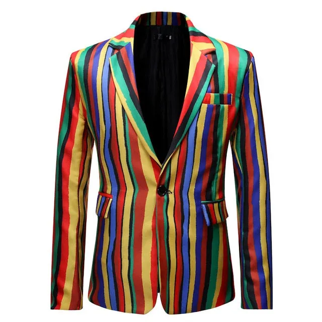 Colorful Rainbow Men Slim Fit Blazer