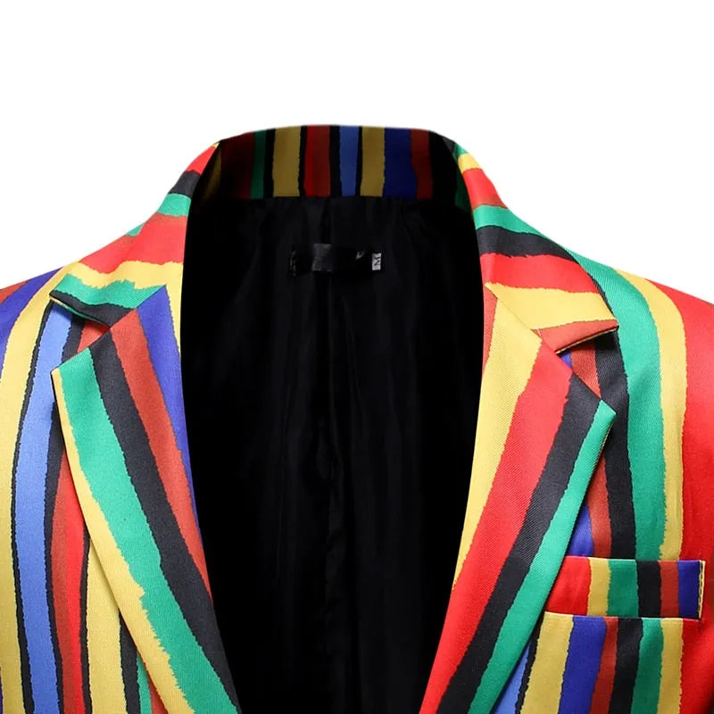 Colorful Rainbow Men Slim Fit Blazer