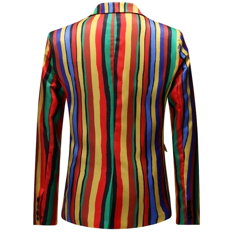 Colorful Rainbow Men Slim Fit Blazer