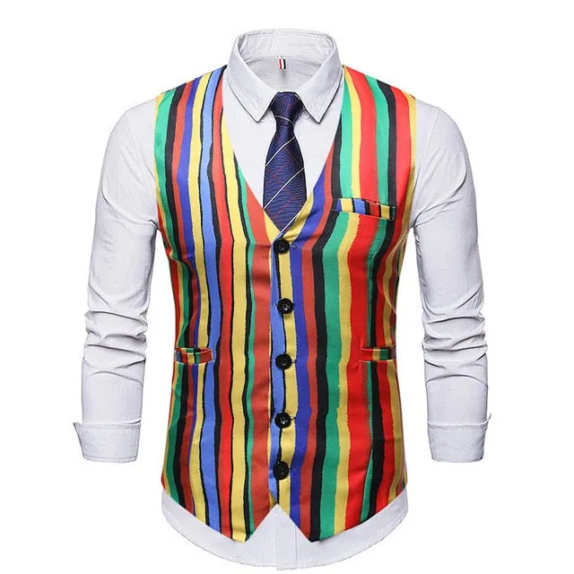 Colorful Rainbow Men Slim Fit Blazer