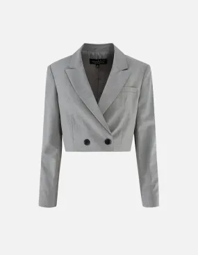 Cropped Double-Breasted Suit Blazer