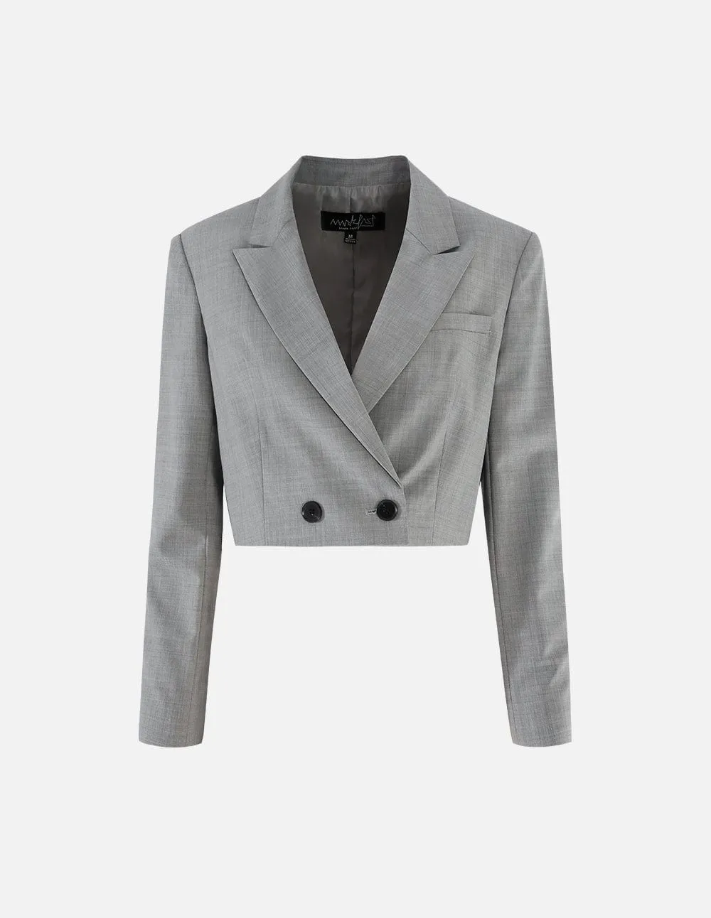 Cropped Double-Breasted Suit Blazer