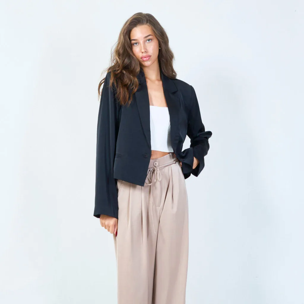 Cropped tailored blazer with structured lapel wholesale