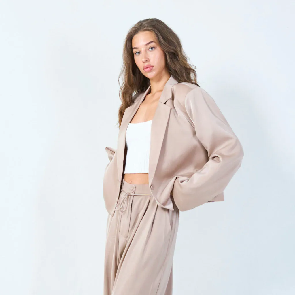 Cropped tailored blazer with structured lapel wholesale