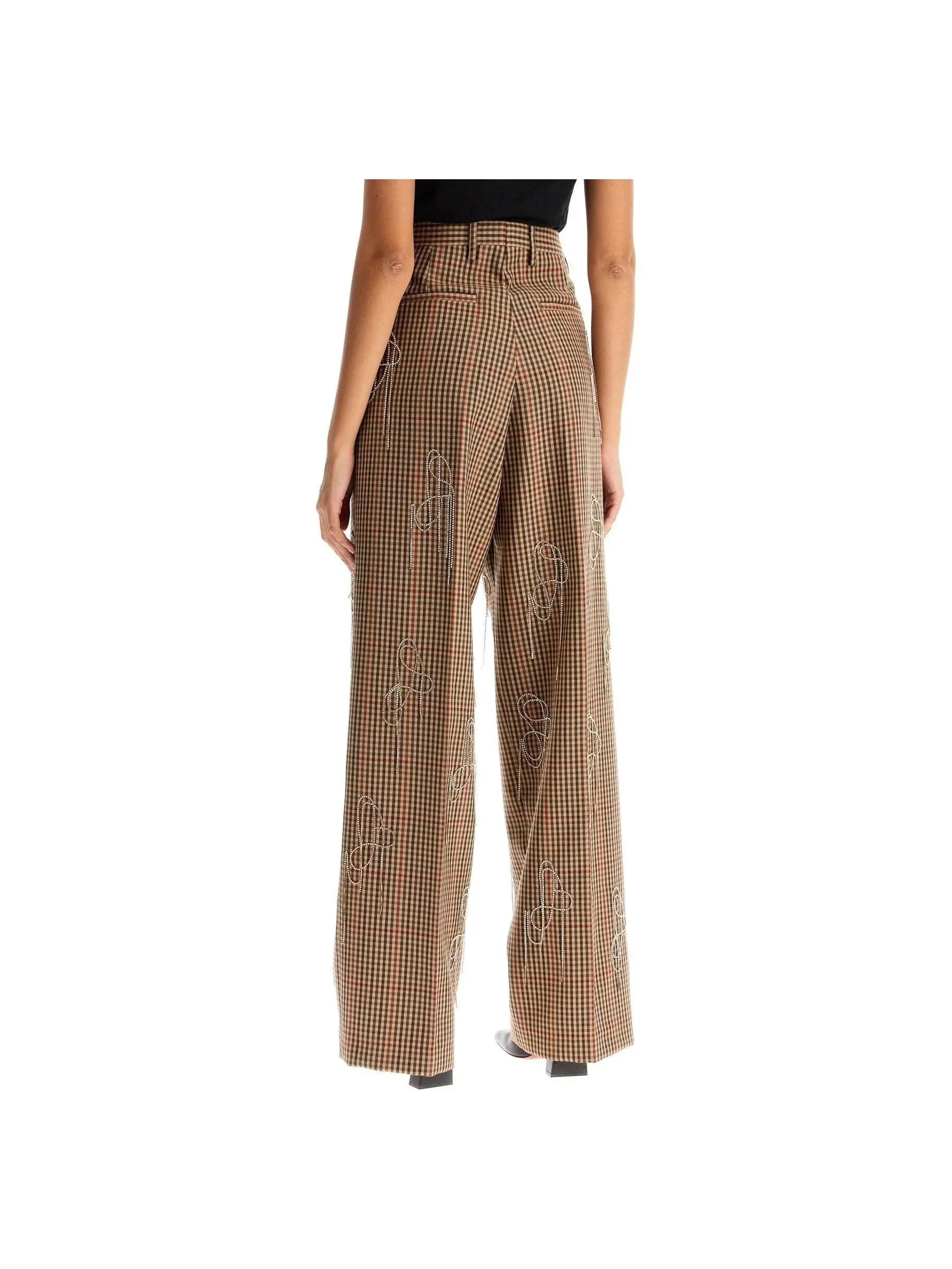 Crystal Embellished Wool Trousers