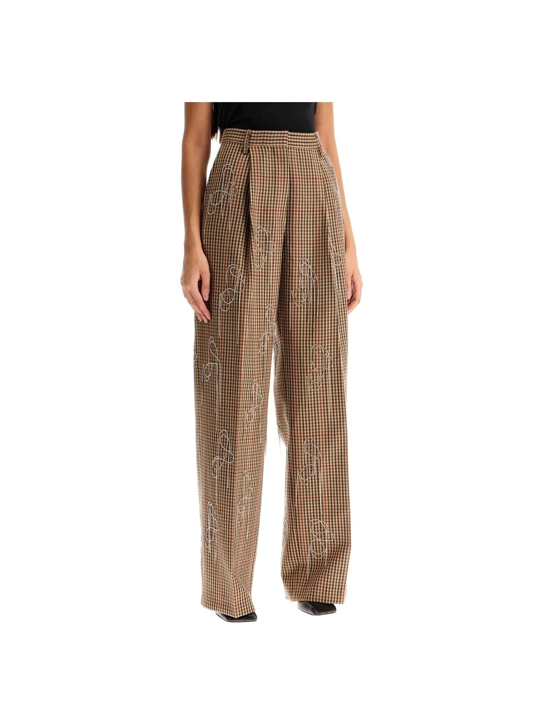 Crystal Embellished Wool Trousers