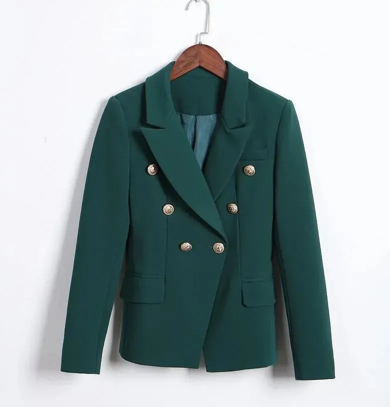 Dark Green Blazer Women - Casual - Plain-Solid