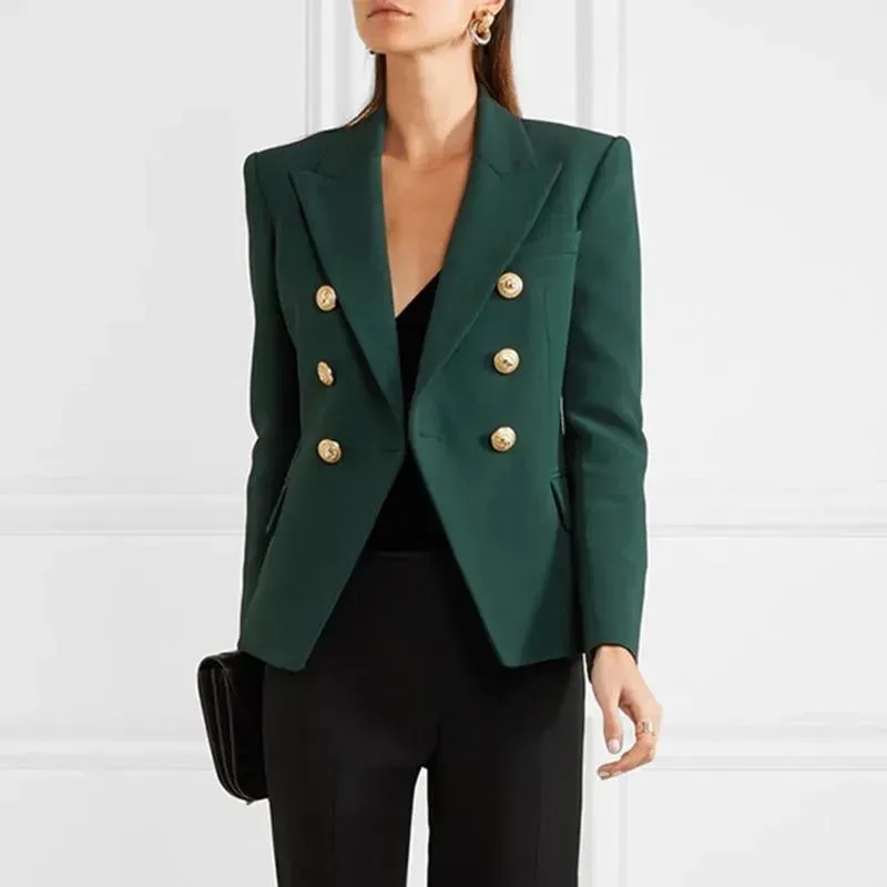 Dark Green Blazer Women - Casual - Plain-Solid