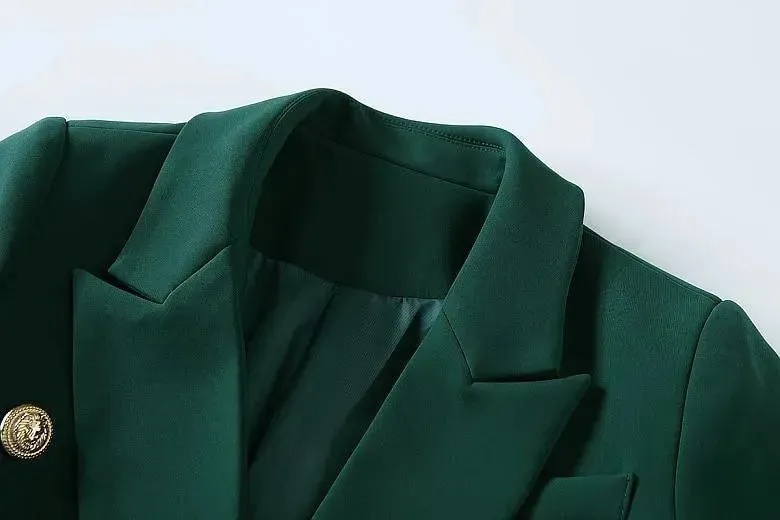 Dark Green Blazer Women - Casual - Plain-Solid