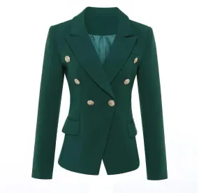 Dark Green Blazer Women - Casual - Plain-Solid