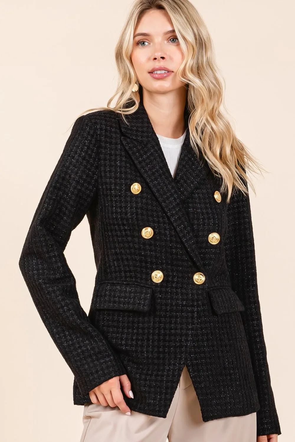 Double-Breasted Long Sleeve Blazer