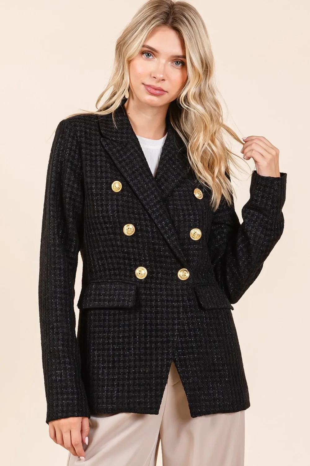 Double-Breasted Long Sleeve Blazer