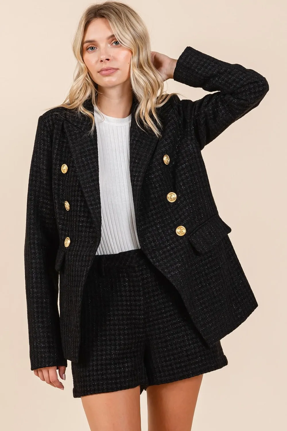 Double-Breasted Long Sleeve Blazer