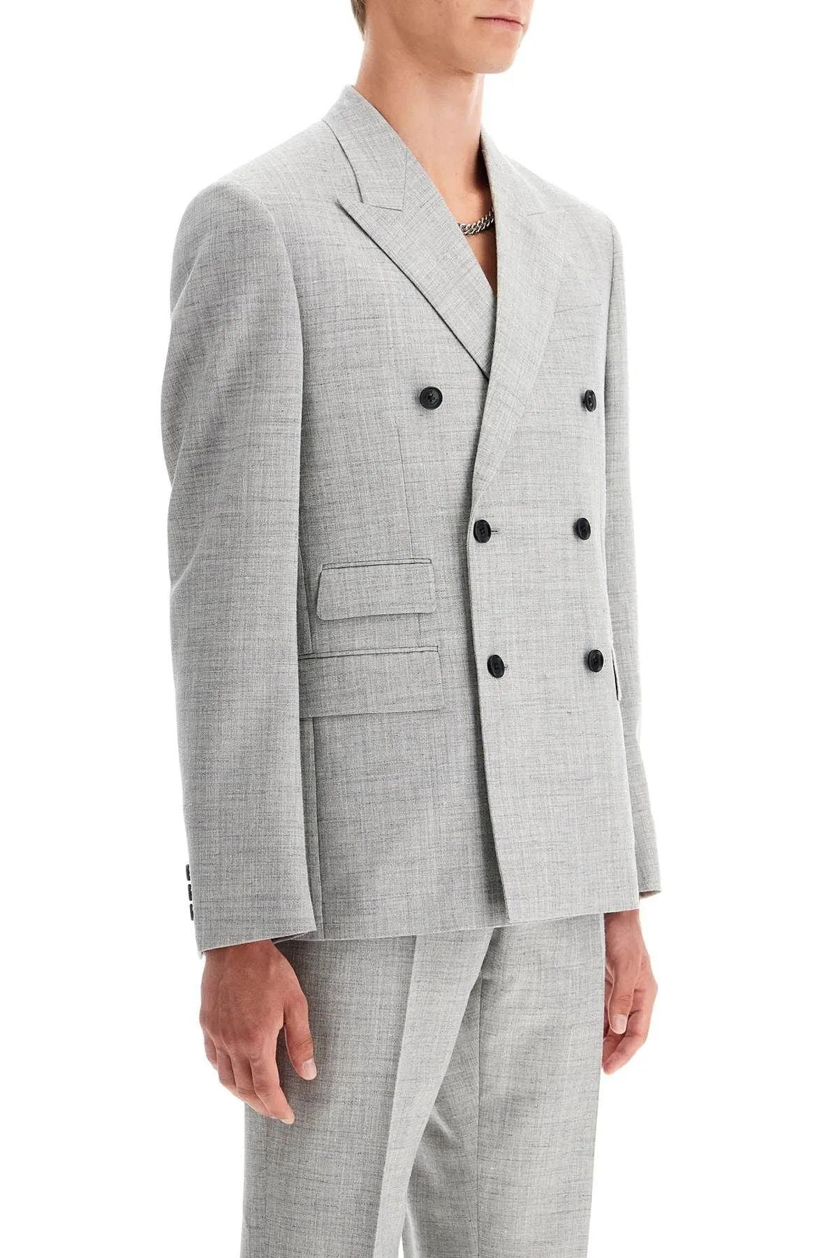 DOUBLE-BREASTED WOOL BLEND BLAZER