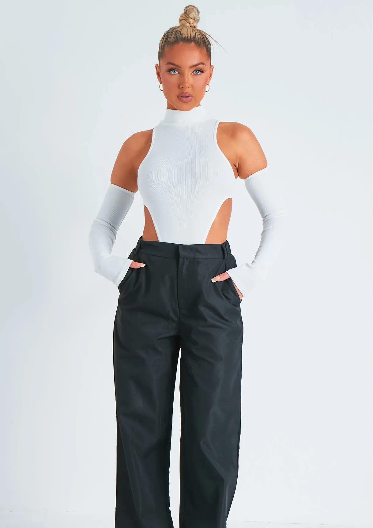 Emmy Black High Waisted Wide Leg Trousers