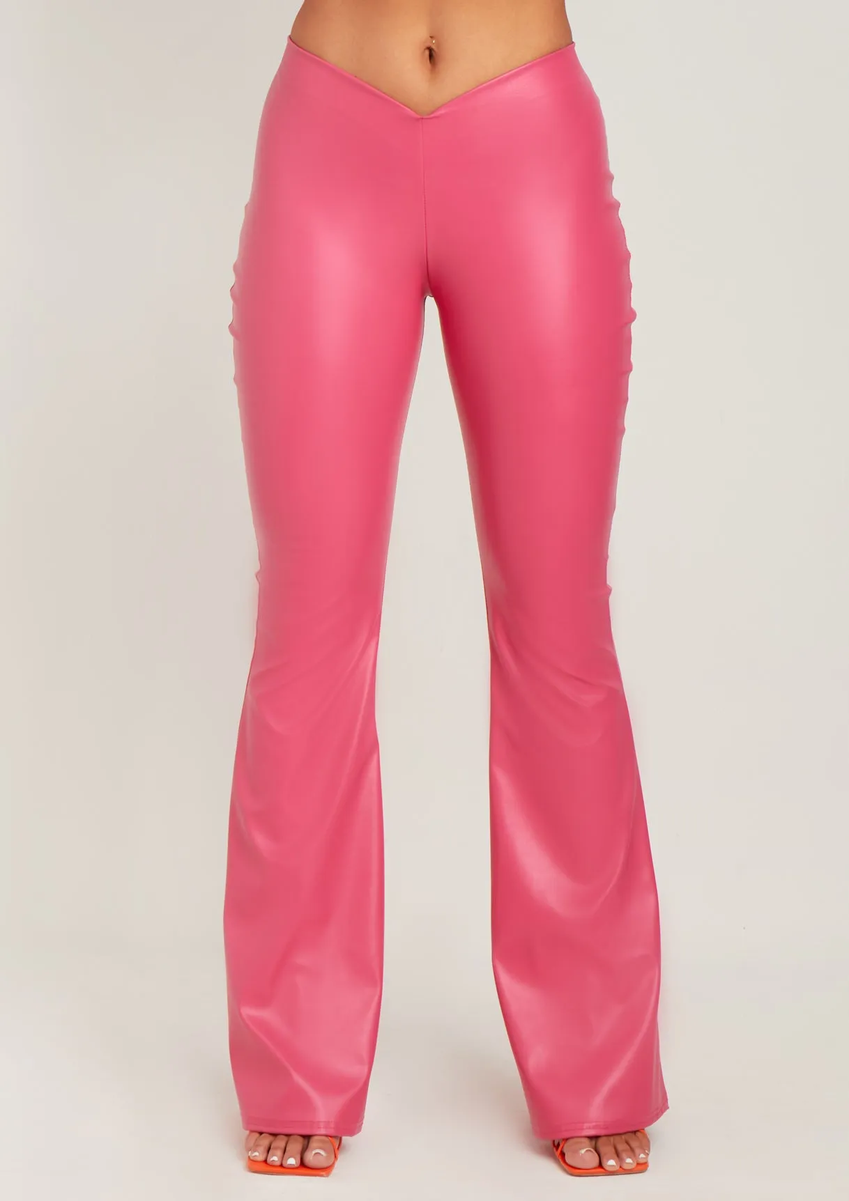 Felicity Pink PU Flared Trousers