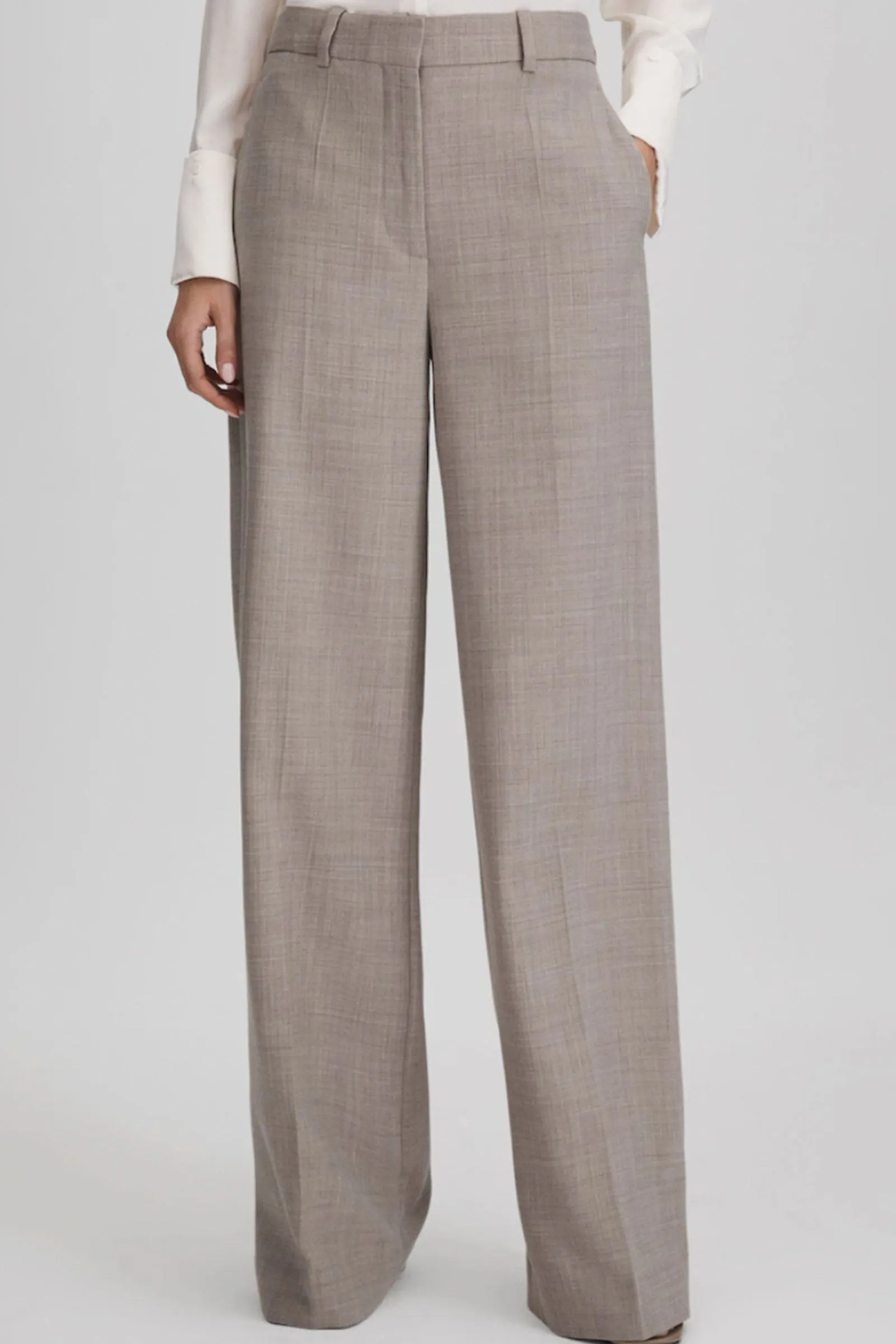 Hazel wool blend wide leg suit trousers