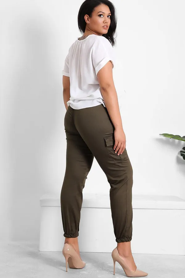 HIGH WAISTED CLASSIC KHAKI CARGO TROUSERS