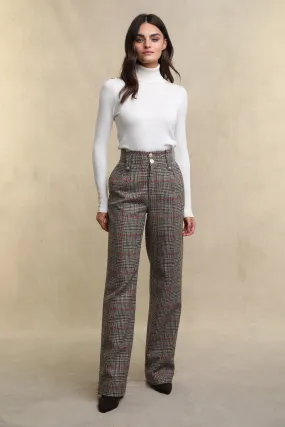 High Waisted Straight Trouser (Orange Windsor)