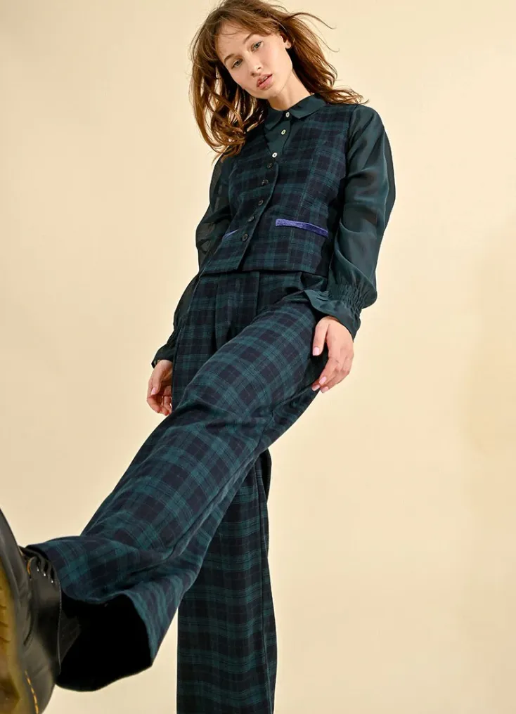 High Waisted Tartan Plaid Trousers