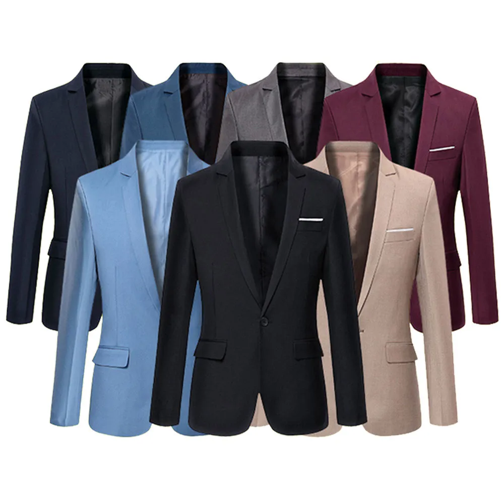 Hot sale Mens Korean slim fit arrival cotton blazer Suit Jacket black blue  plus size s to 4XL Male blazers Mens coat Wedding