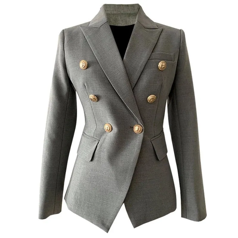 ICONIC GREY WITH GOLD BUTTON BLAZER