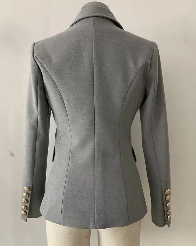 ICONIC GREY WITH GOLD BUTTON BLAZER