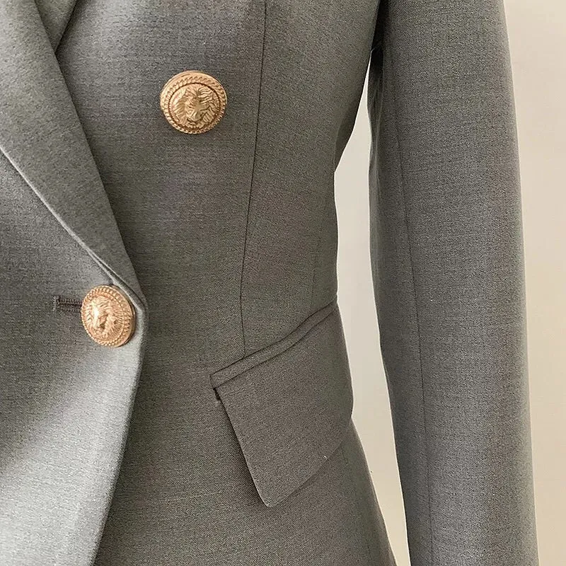 ICONIC GREY WITH GOLD BUTTON BLAZER